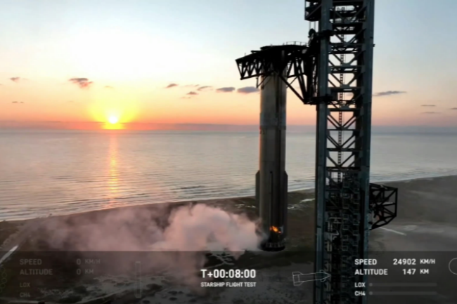 SpaceX“星艦”獲第五次試飛，首次表演“筷子夾火箭”回收試驗(yàn)